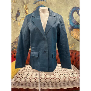 Women's Chadwick's Leather Blazer Size 16 Teal